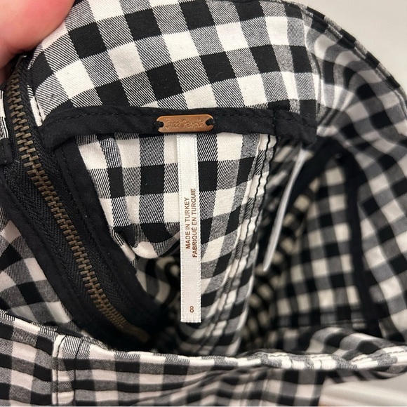 Free People Modern Femme Skirt 8 Mini Gingham plaid black white stretch - Picture 8 of 10